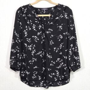 NYDJ Women’s Floral Blouse Minimalist Romantic Japanese Floral Office Chic Sz S